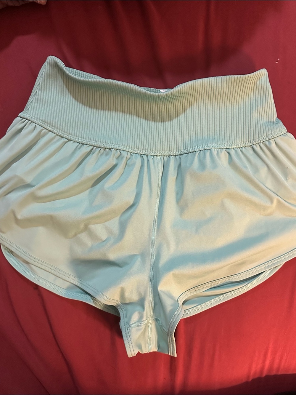 FP Movement by Free People Light Mint Ribbed-Waist Lounge Shorts